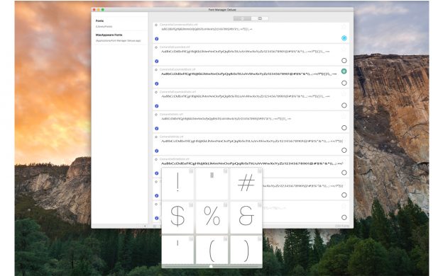 Mac Font Manager Deluxe vies you the option to preview a font using custom text