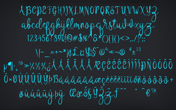 Script fonts character set